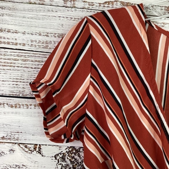 NEW ULTRA FLIRT SIZE XS TOP MULTICOLOR STRIPES FALL BLOUSE NWT - Picture 6 of 9